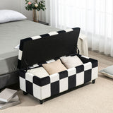 Wise Galleria Ottoman with Storage in Black and White Checkerboard Design for Modern Interiors