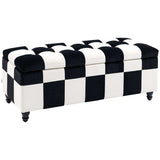 Wise Galleria Ottoman in Black and White Checkerboard Design with Plush Cushioning