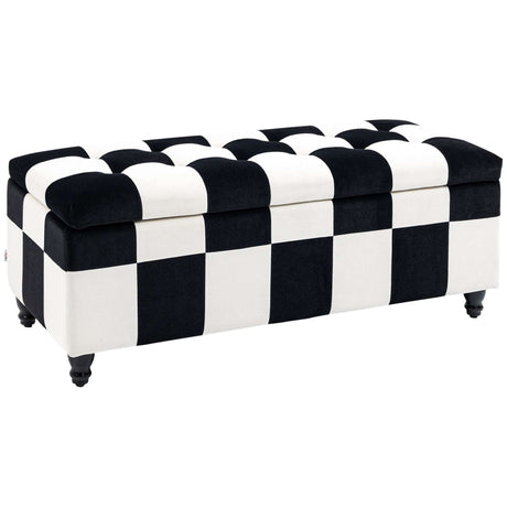 Wise Galleria Ottoman in Black and White Checkerboard Design with Plush Cushioning