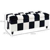 Wise Galleria Ottoman in Black and White Checkered Design with Storage Space and Pommel Feet