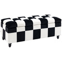 Wise Galleria Ottoman in Black and White Checkerboard Design with Plush Cushioning