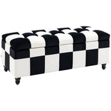 Wise Galleria Ottoman in Black and White Checkerboard Design with Plush Cushioning