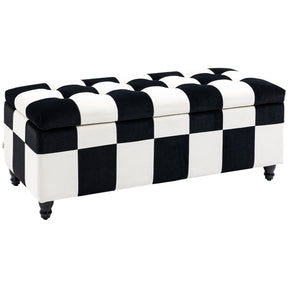 Wise Galleria Ottoman in Black and White Checkerboard Design with Plush Cushioning