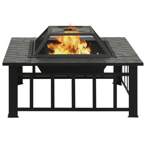 vidaXL Fire Pit With Poker 79x79x46.5 cm XXL Steel vidaXL