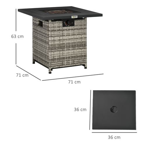Outsunny Rattan Patio Fire Pit Table with Cover Outsunny