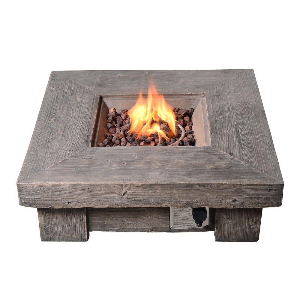 Outdoor Garden Gas Fire Pit Table Heater with Lava Rocks & Cover Teamson Home