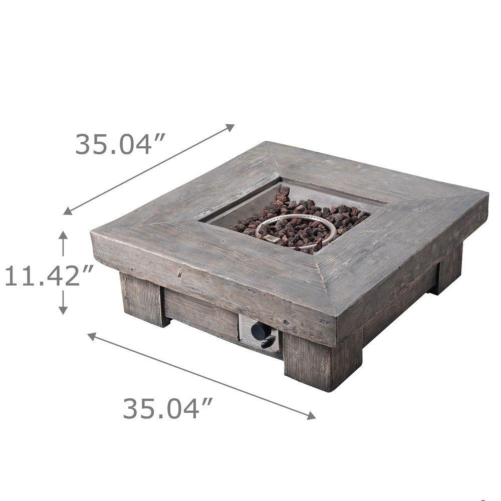 Outdoor Garden Gas Fire Pit Table Heater with Lava Rocks & Cover Teamson Home