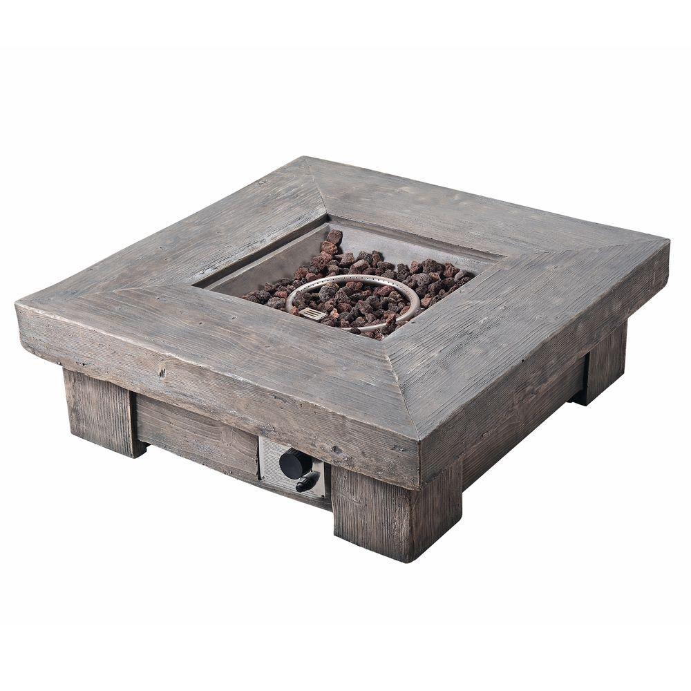 Outdoor Garden Gas Fire Pit Table Heater with Lava Rocks & Cover Teamson Home