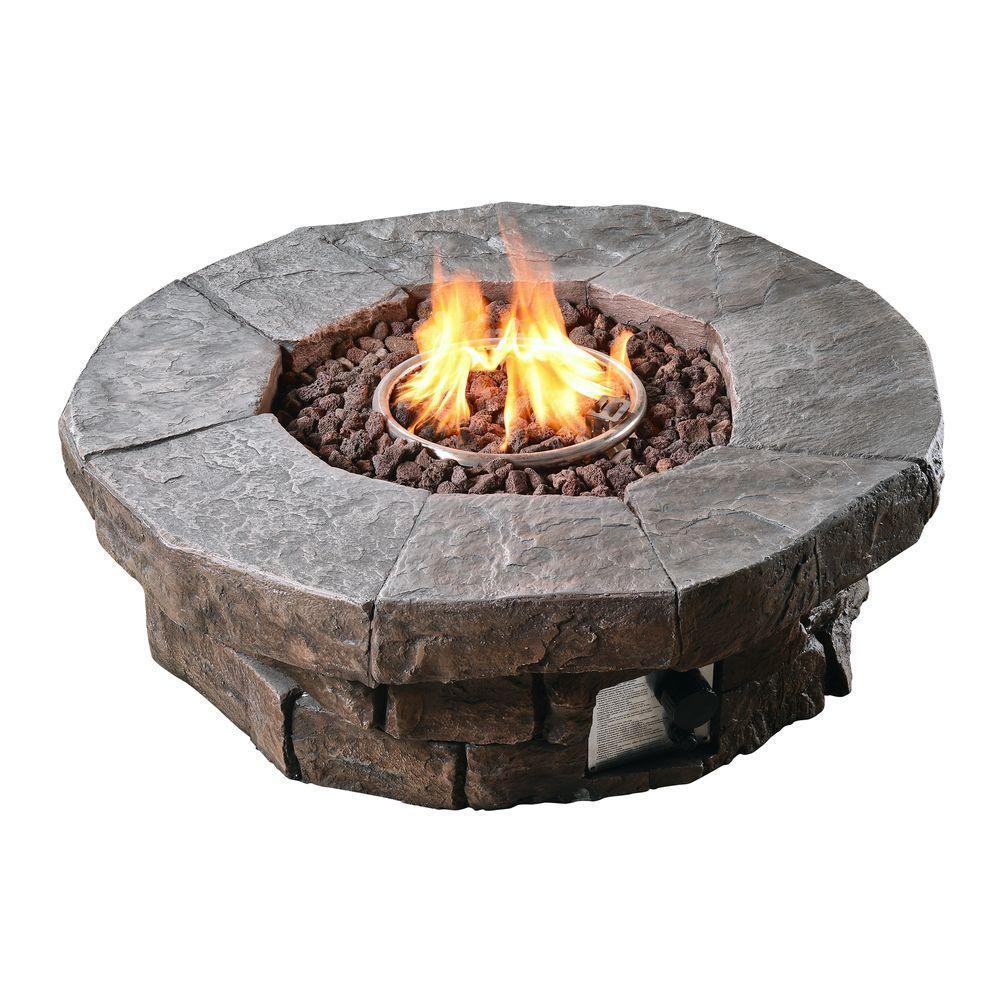 Outdoor Garden Low Gas Fire Pit Table Heater, Lava Rocks & Cover Teamson Home