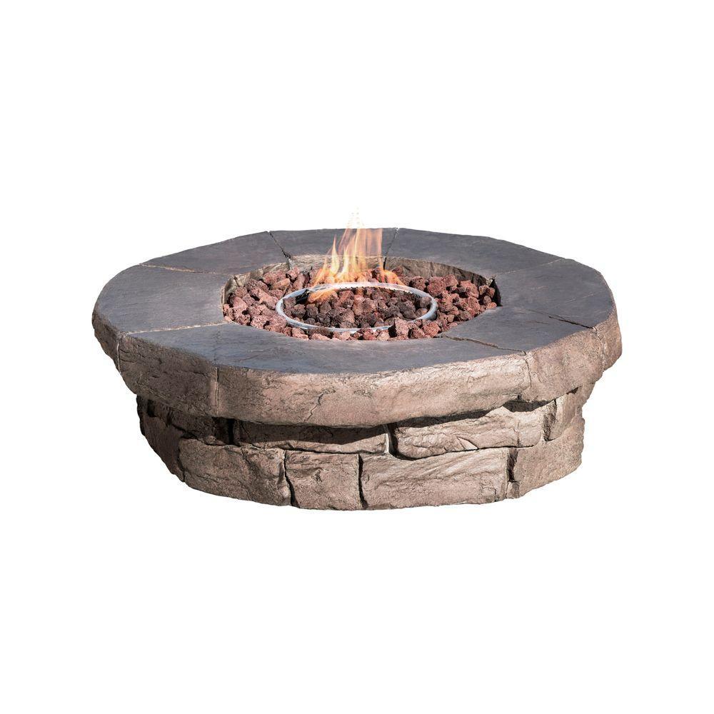 Outdoor Garden Low Gas Fire Pit Table Heater, Lava Rocks & Cover Teamson Home