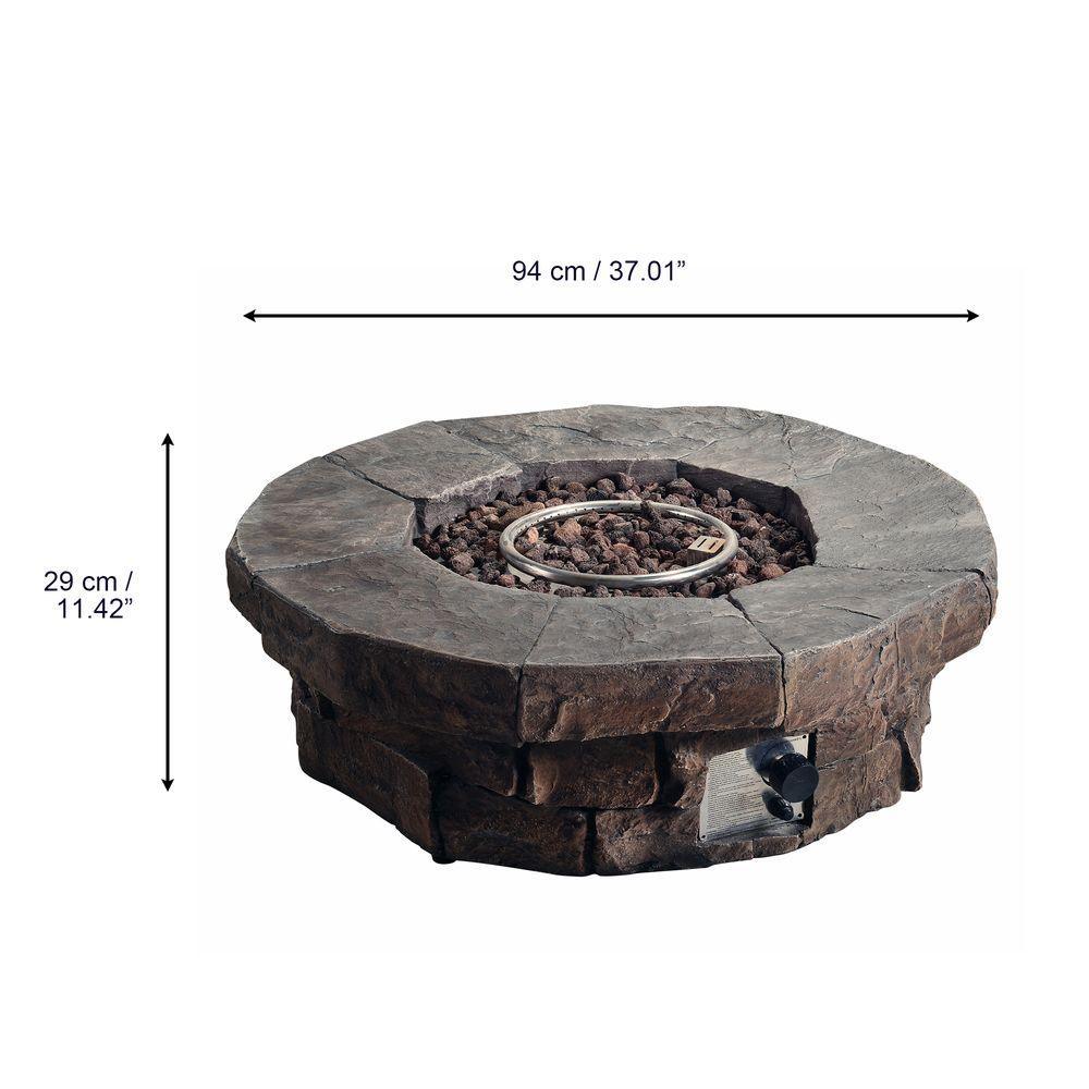 Outdoor Garden Low Gas Fire Pit Table Heater, Lava Rocks & Cover Teamson Home