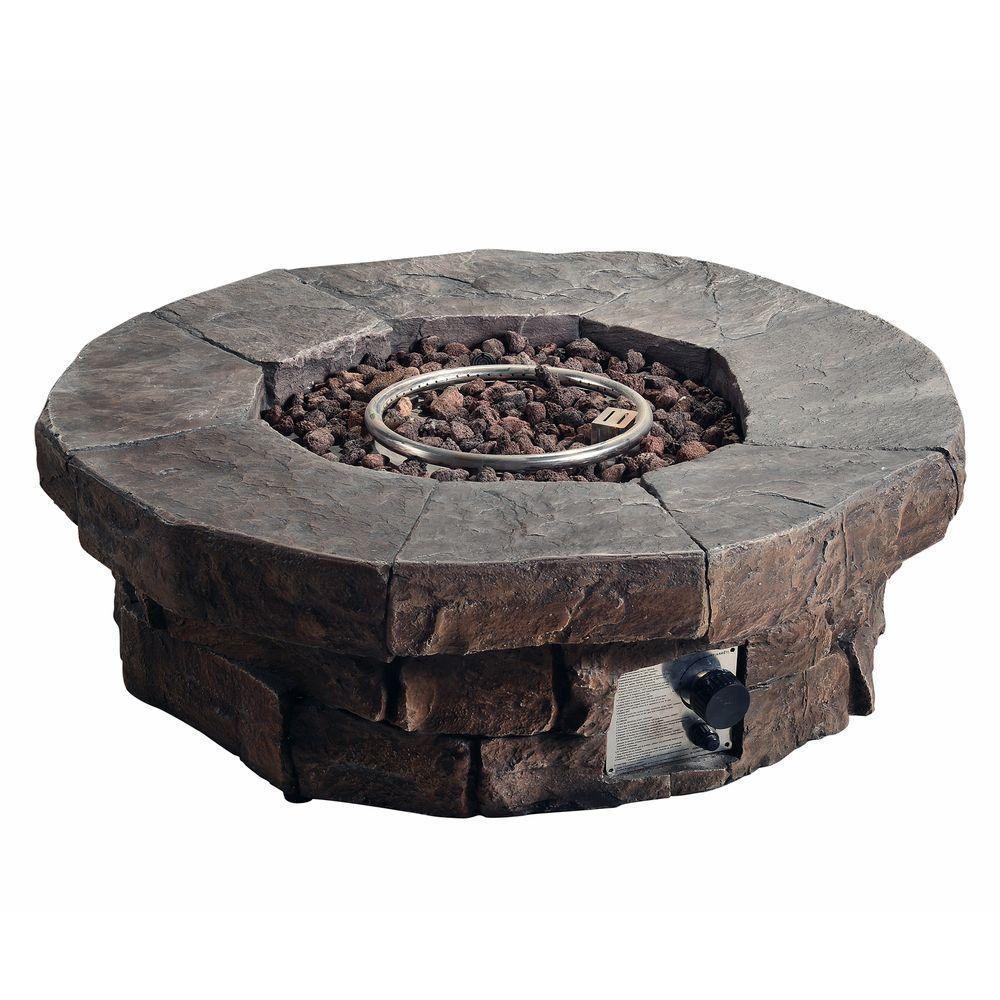 Outdoor Garden Low Gas Fire Pit Table Heater, Lava Rocks & Cover Teamson Home