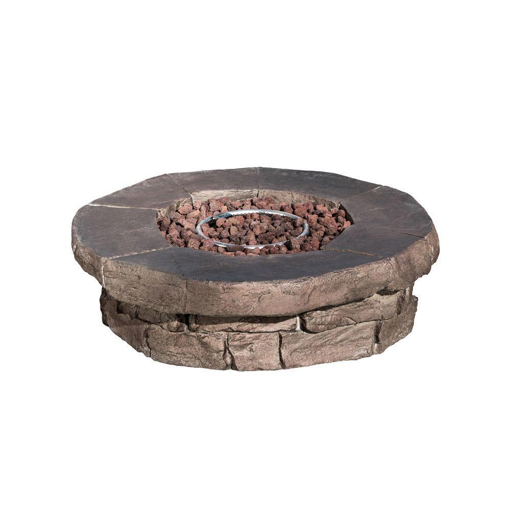 Outdoor Garden Low Gas Fire Pit Table Heater, Lava Rocks & Cover Teamson Home