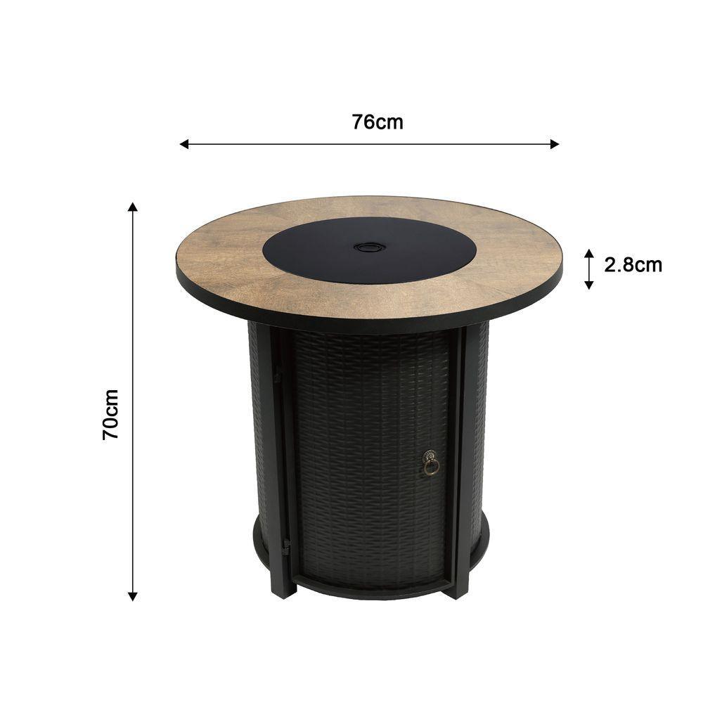 Outdoor Garden Round Gas Fire Pit Table Heater, Lava Rocks & Cover Teamson Home