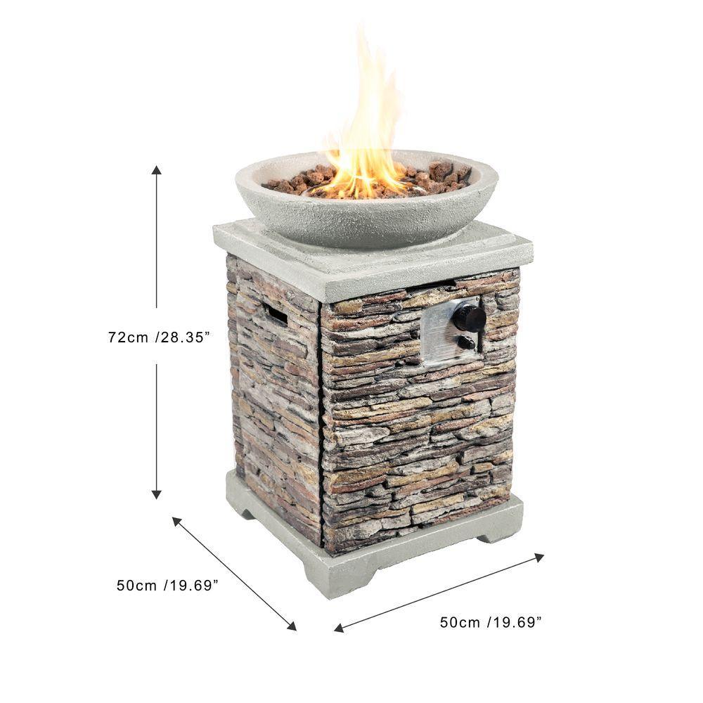 Outdoor Garden Stone Propane Gas Fire Pit with Lava Rocks & Cover Teamson Home