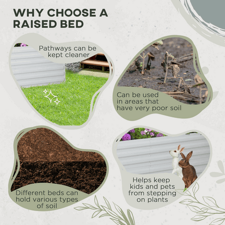 Raised Beds for Garden Galvanised Steel Outdoor Planters with Reinforced Rods Outsunny