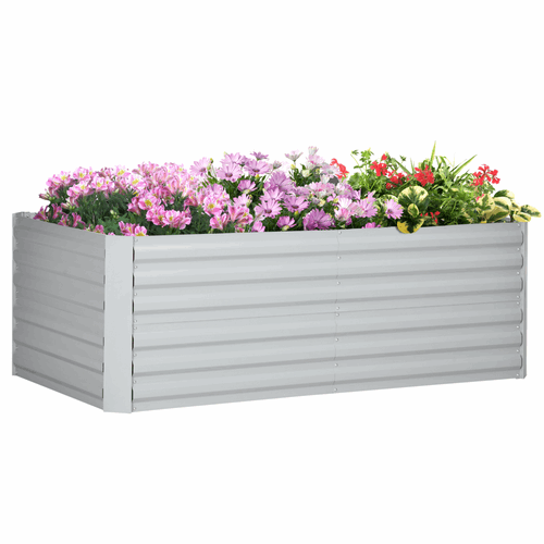 Raised Beds for Garden Galvanised Steel Outdoor Planters with Reinforced Rods Outsunny