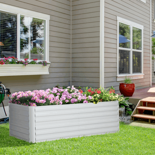 Raised Beds for Garden Galvanised Steel Outdoor Planters with Reinforced Rods Outsunny