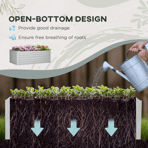 Raised Beds for Garden Galvanised Steel Outdoor Planters with Reinforced Rods Outsunny