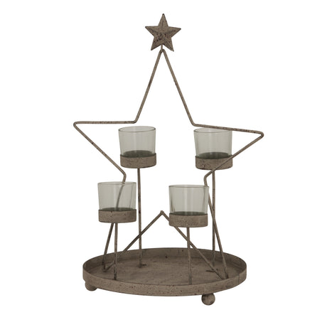 Outline Star Candle Holder with Four Glass Votives for a Charming Christmas Decor