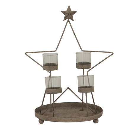 Decorative Outline Star Candle Holder by Shades 4 Seasons with four glass votive holders for Christmas decor