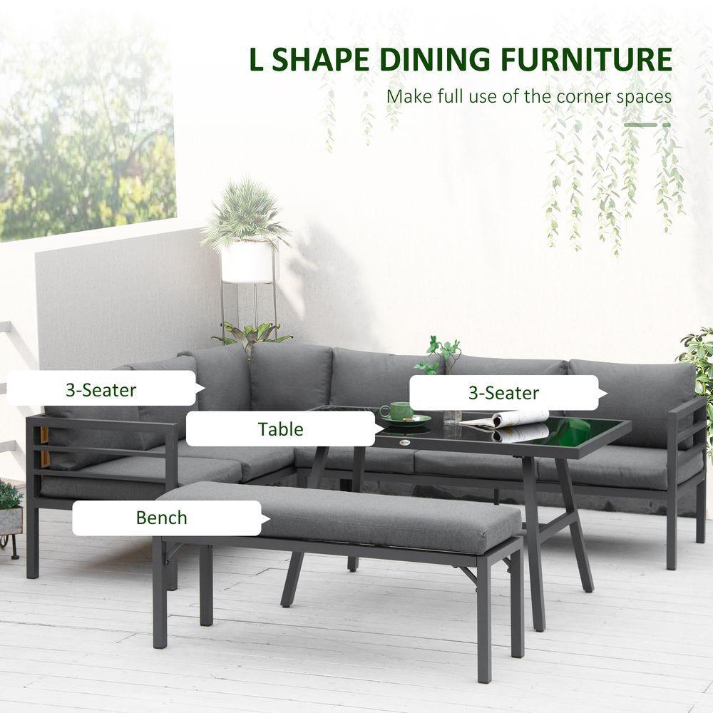 Outsunny 8-Seater Aluminium Garden Dining Sofa Furniture Set with Cushions Outsunny