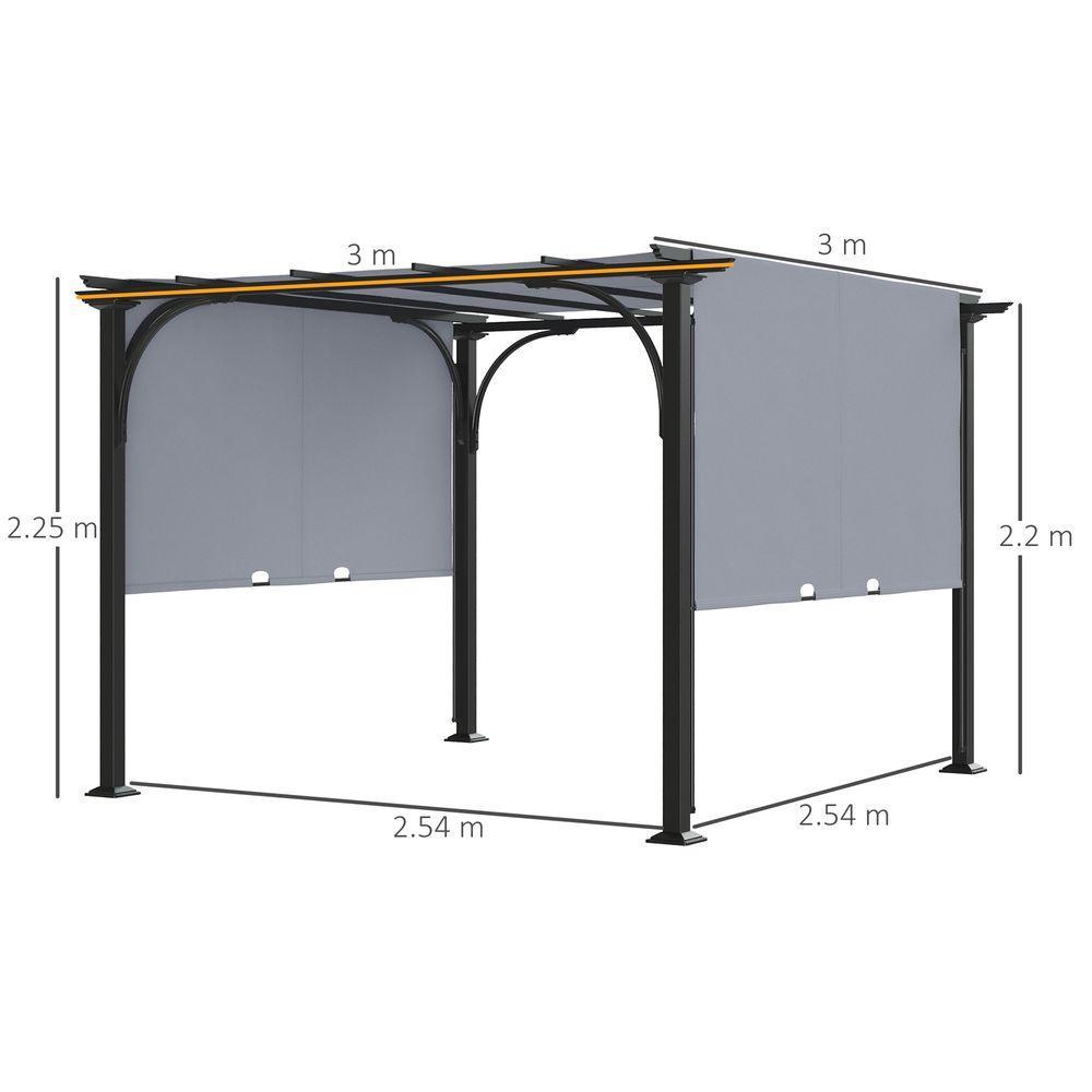 Outsunny Outdoor Retractable Pergola Garden Sun Shade Patio Canopy Shelter Outsunny