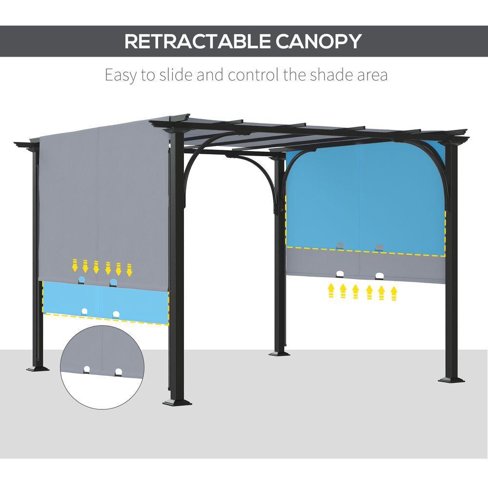 Outsunny Outdoor Retractable Pergola Garden Sun Shade Patio Canopy Shelter Outsunny