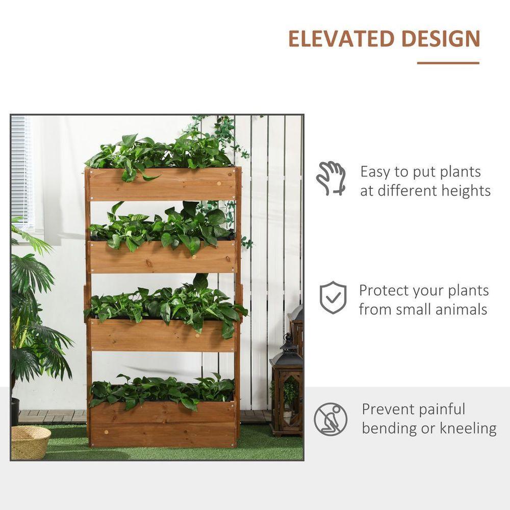 Outsunny Raised Garden Bed Wooden Plant Stand Orange Outsunny