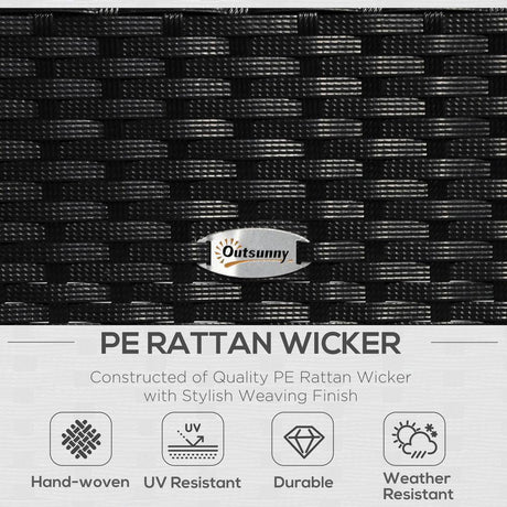 4-Seater Rattan Garden Furniture Set Black Cream Outdoor Patio Bistro Outsunny