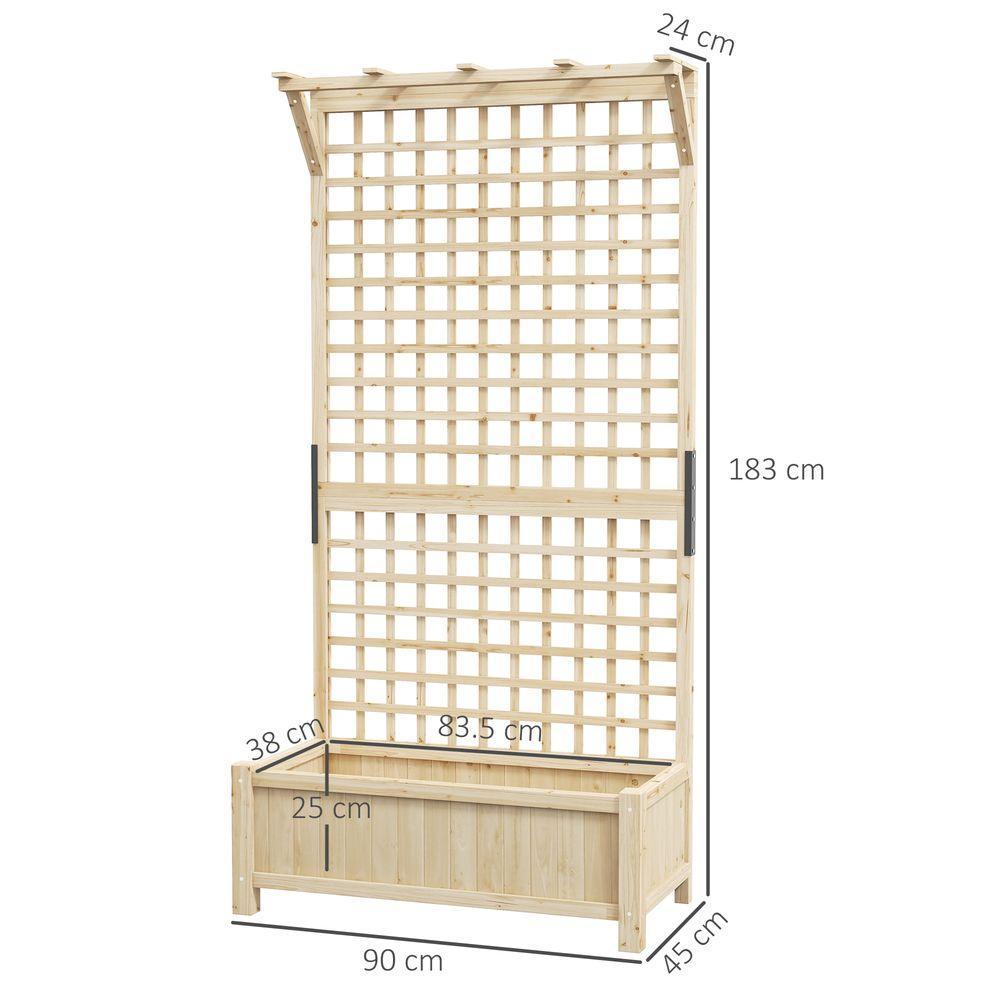 Outsunny Wood Planter with Trellis for Climbing Plants Vines Planter Box Natural Outsunny