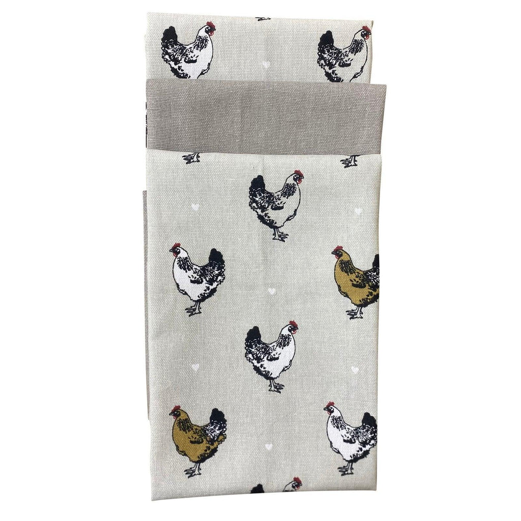 Pack of Three Tea Towels With A Chicken Print Design Geko Products