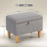 Wise Galleria Padded Footstool with Grey Fabric Finish and Wooden Legs for Stylish Home Decor