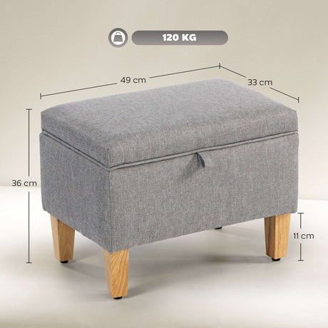 Wise Galleria Padded Footstool with Grey Fabric Finish and Wooden Legs for Stylish Home Decor