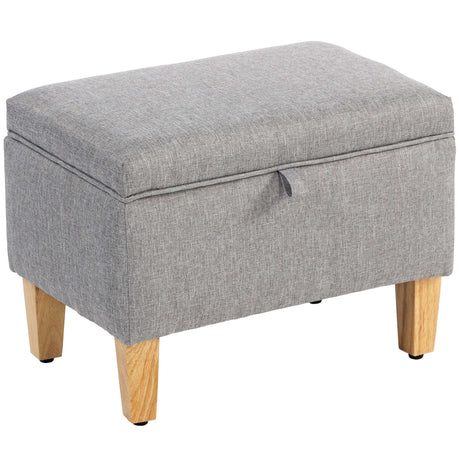 Wise Galleria Padded Footstool with Grey Fabric Upholstery and Wooden Legs for Stylish Comfort