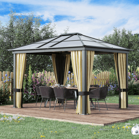 Outsunny Party Tent Gazebo with Curtains for Outdoor Decor Outsunny