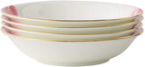 Elegant set of four Pasta Bowls with gold rim and soft pink design by London Boutique Lifestyle