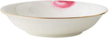 Elegant white pasta bowl with pink floral design and gold rim by London Boutique Lifestyle