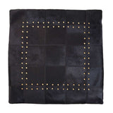 Orsina Patchwork Cushion in Black Leather with Decorative Studs for Stylish Home Decor