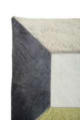 Orsina Patchwork Cushion featuring a stylish blend of textured grey and green fabrics