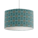 Stylish Shadow Bright lampshade with a geometric pattern in teal and white, perfect for modern interiors