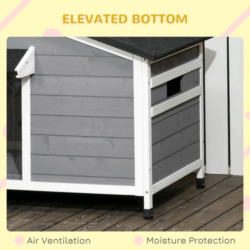 Large Wooden Dog Kennel for Outside 109L x 79W x 72H cm, Grey PawHut