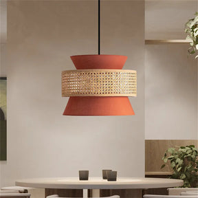 Nisu Home Pendant Lamp with a stylish red and rattan design for modern interiors