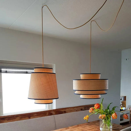 Nisu Home Elegant Pendant Light in Beige with Black Trim, perfect for modern interiors