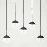 Orsina Pendant Light with five globes and black finish, ideal for modern living spaces