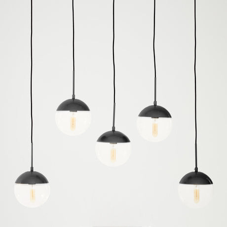 Orsina Pendant Light with five globes and black finish, ideal for modern living spaces