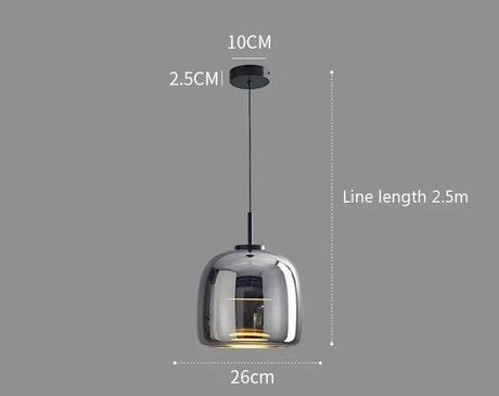 Nisu Home Pendant Light with a sleek chrome finish, measures 26cm in diameter and 2.5m line length
