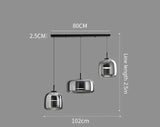 Nisu Home Pendant Light with three glossy shades in chrome finish, adjustable height up to 2.5m