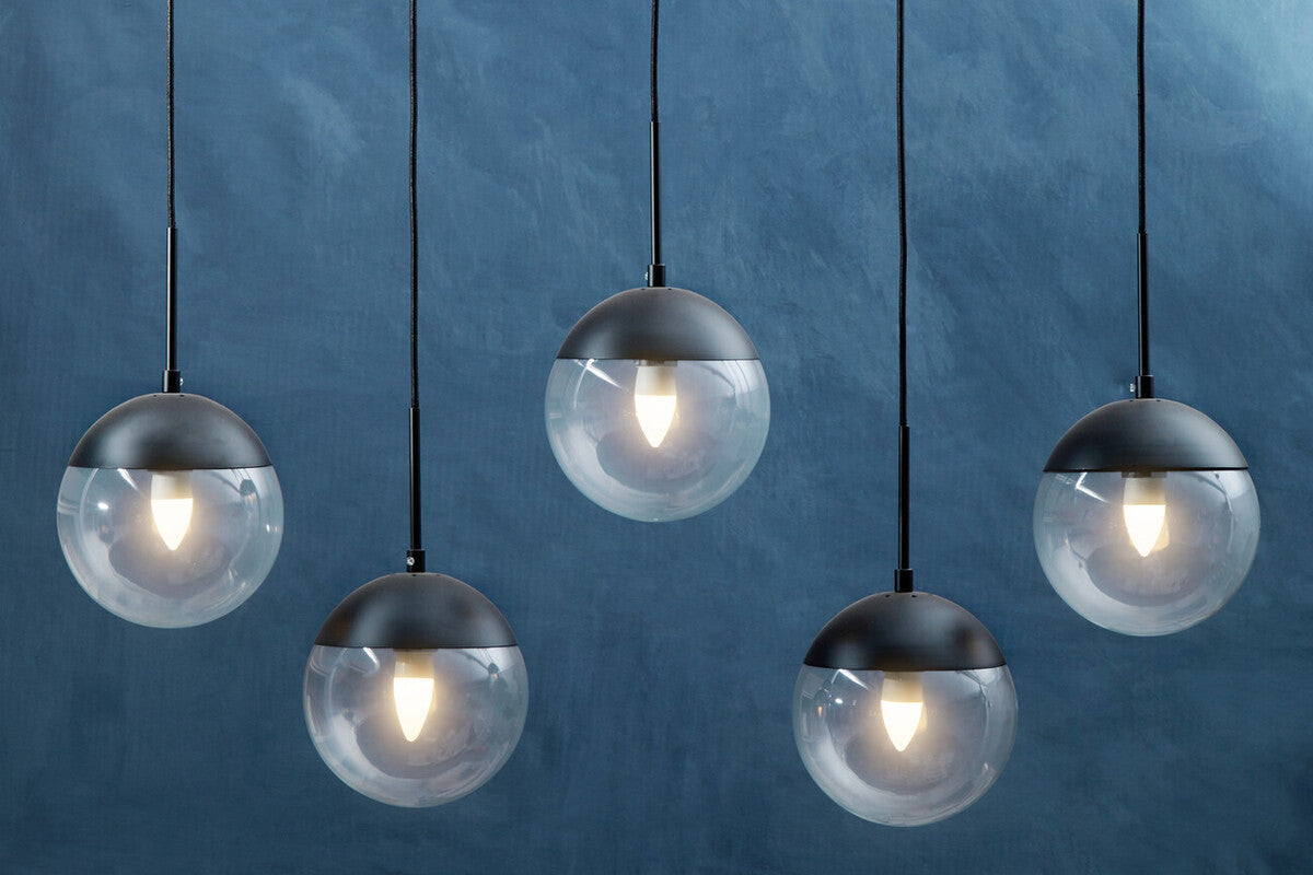 Orsina Pendant Light cluster with five spherical glass shades for modern interior decor