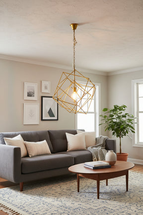 Orsina Pendant Light with Geometric Design illuminating a stylish living room setting